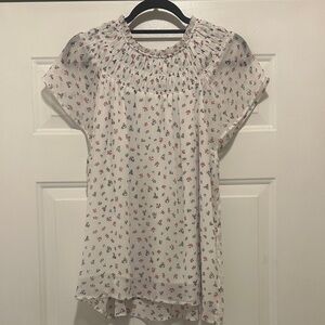 LOFT White Floral Blouse